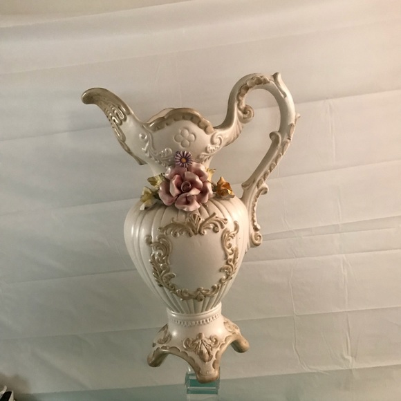 Antique Capodimonte stunningly gorgeous pitcher